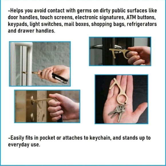 New 3 Pack Mobi Lock Brass Door Opener Key Chain Tool. - Picture 4 of 12